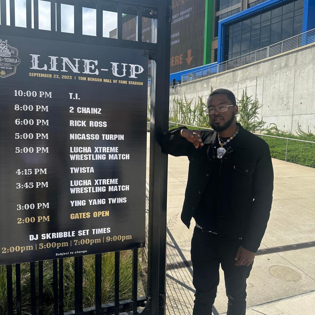 Canton-based hip-hop artist and rapper Nicasso Turpin is shown at the Hall of Fame Village in September prior to his performance at the Tacos & Tequila Music Fest at Tom Benson Hall of Fame Stadium.