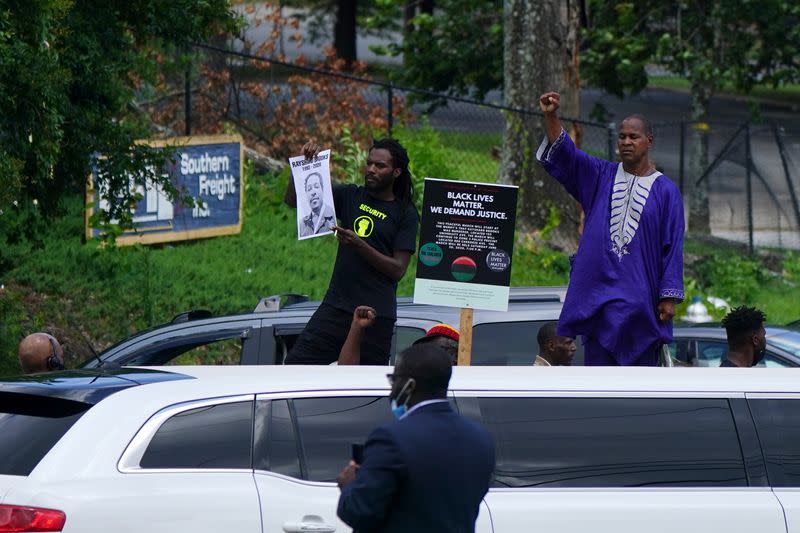 The funeral procession of Rayshard Brooks, the Black man shot dead by an Atlanta police officer, in Atlanta