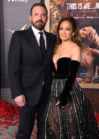 <p>Steve Granitz/FilmMagic</p> Ben Affleck, Jennifer Lopez arrive at the Los Angeles Premiere Of Amazon MGM Studios 'This Is Me...Now: A Love Story'