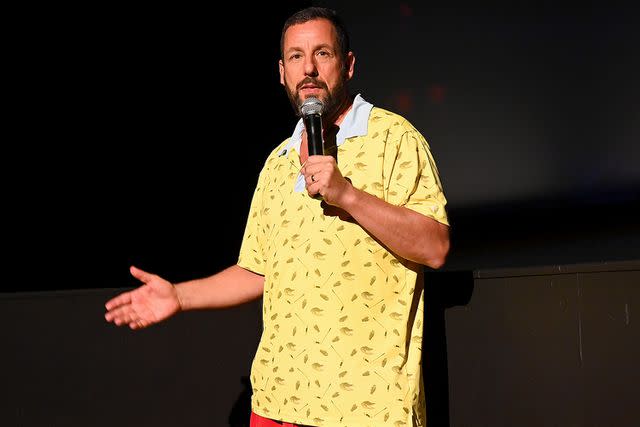 <p>Roy Rochlin/Getty</p> Adam Sandler speaks during the Adam Sandler: Love You Netflix NY Special Screening at The Paris Theatre on August 20, 2024 in New York City