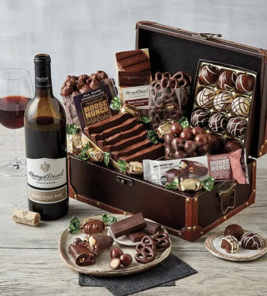 14) Chocolate Treasure Box with Wine