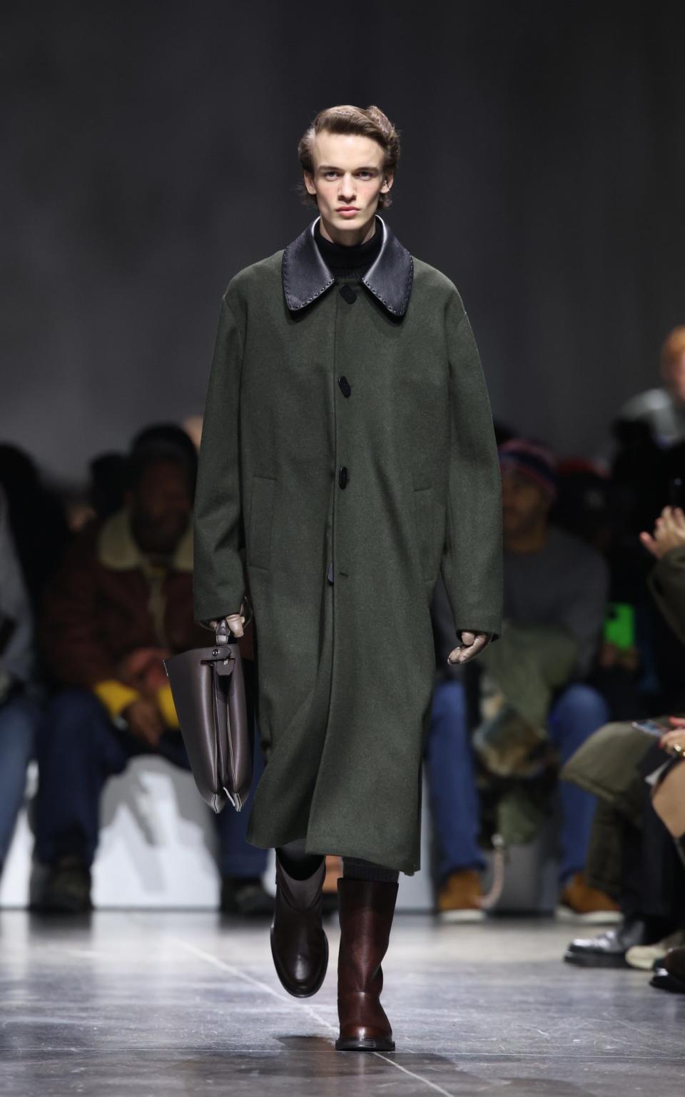 A model walks the runway at the Fendi collection show during the Milan Fashion Week Menswear Autumn/Winter 2024/2025