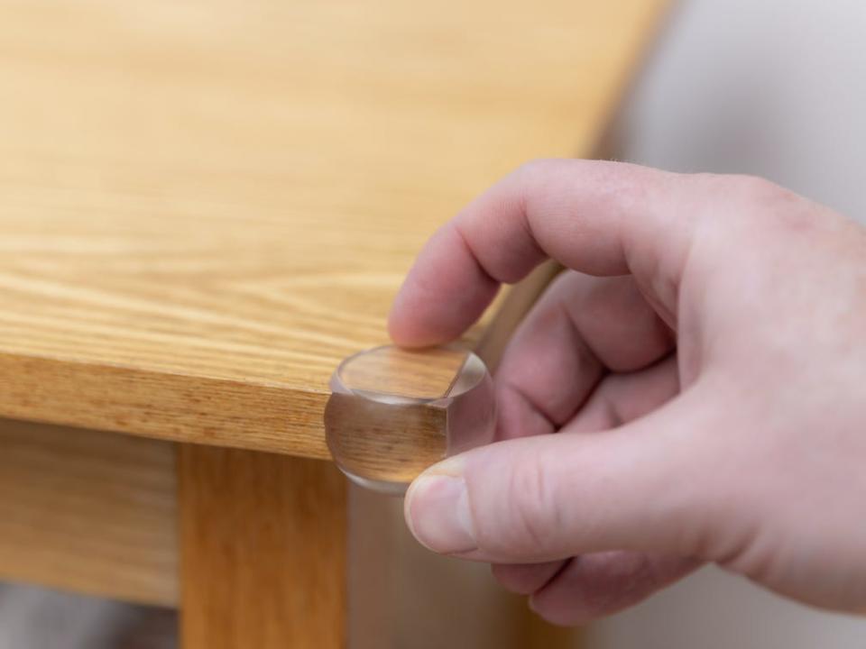 A rubber stopper on a sharp corner.