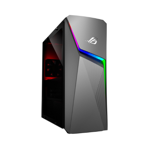 black ASUS ROG tower against white background