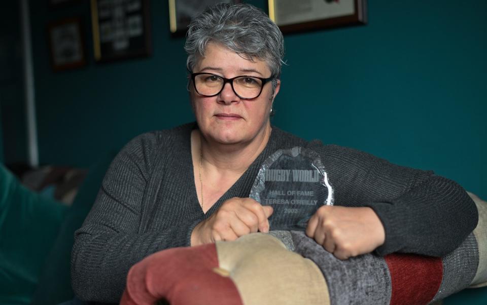 Teresa with her Rugby World award