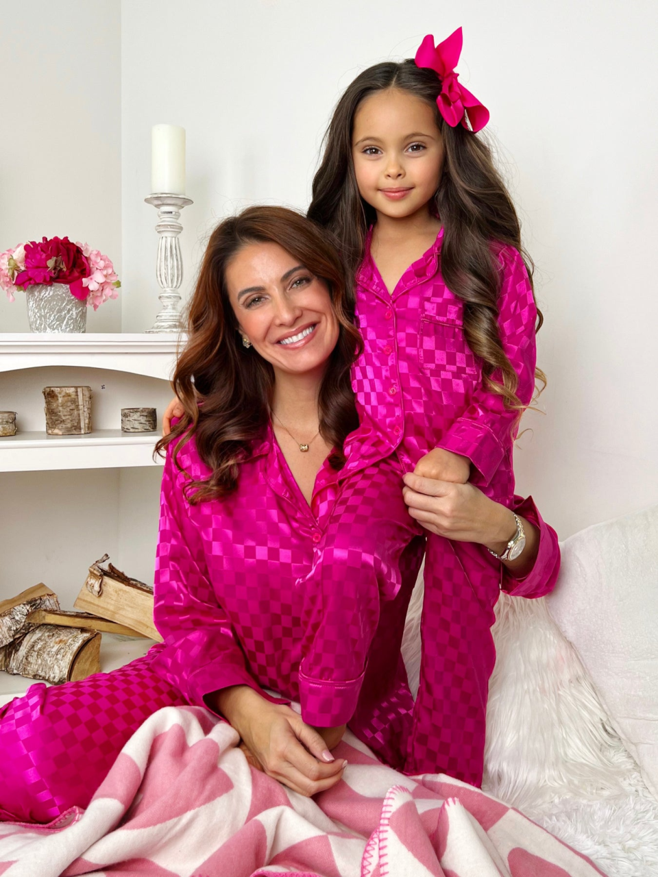 Mia Belle Girls Mommy And Me Fuchsia Pajamas