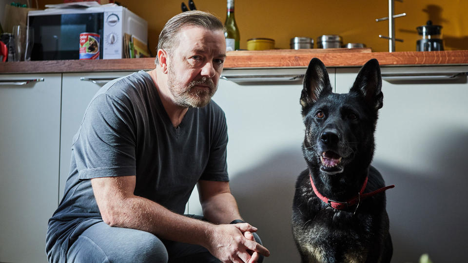 Ricky Gervais plays a bereaved widower with a unique take on humanity in <i>After Life</i>. (Natalie Seery/Netflix)