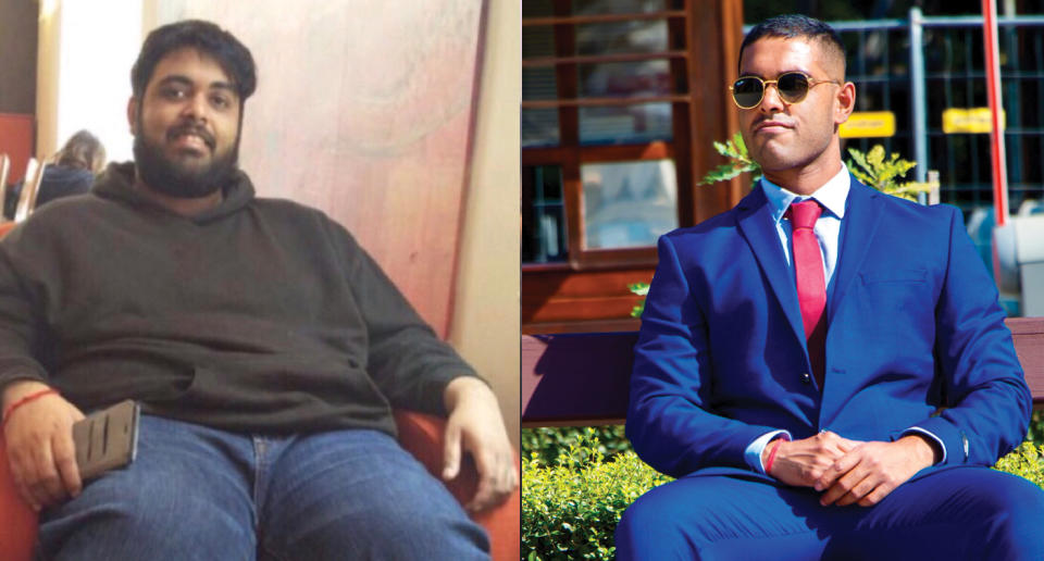 Sivaneswaran before and after his weight-loss journey. (Photo: Vinodh Sivaneswaran)