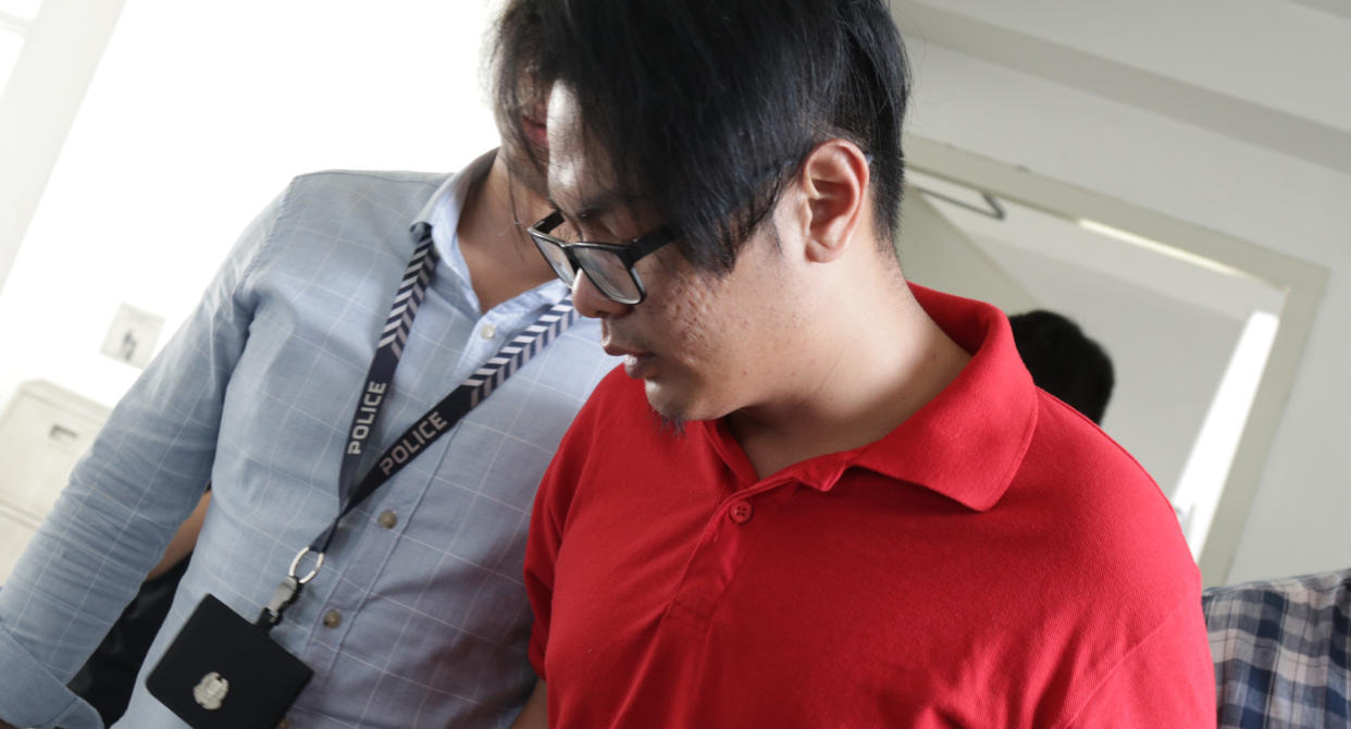 Lee Ti Fong allegedly set fire to the main door of a HDB unit in an act of loanshark harassment. PHOTO: Hannah Teoh/Yahoo News Singapore