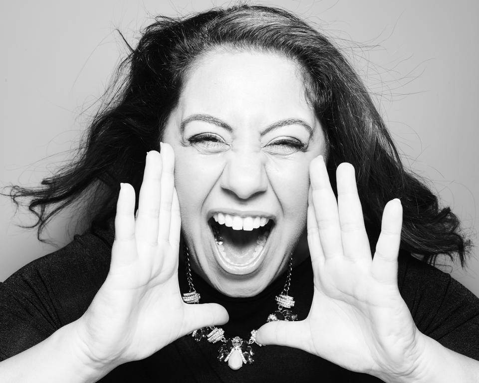 Black and white portrait of Nada Jarnaz, photographed by Rankin at RankinLive London Carnaby Street, November 2023