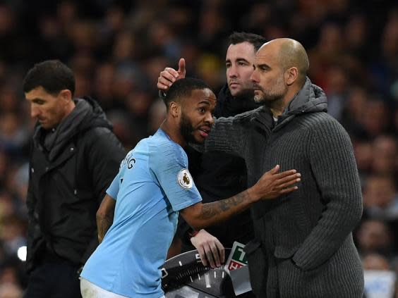 Raheem Sterling scored all of Manchester City’s three goals against Watford (Getty)