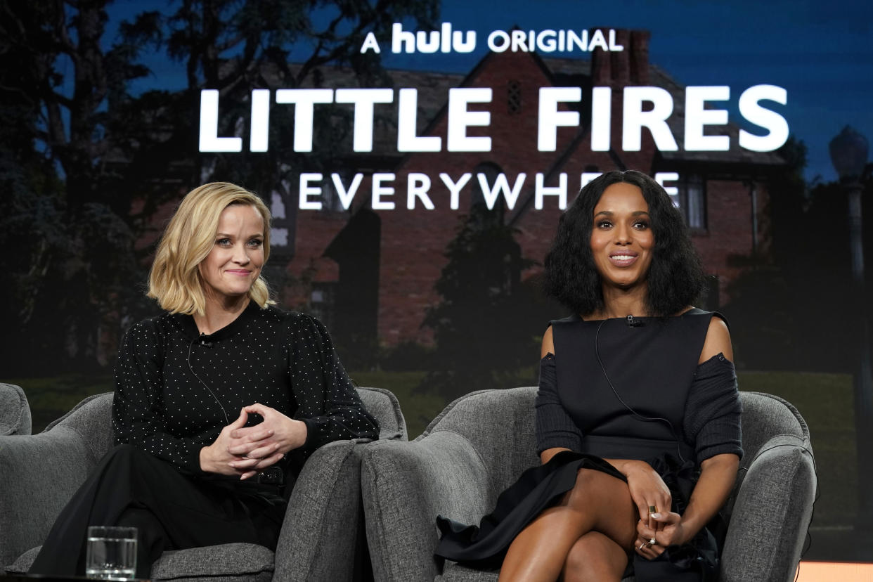 (L-R) Reese Witherspoon and Kerry Washington starred in and executive produced Hulu's "Little Fires Everywhere." (Photo: Erik Voake/Getty Images for Hulu)