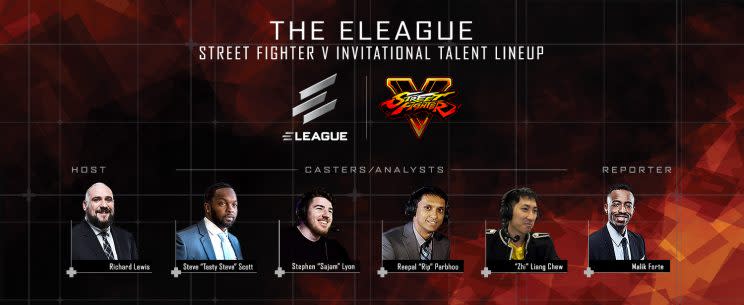 ELeague Street Fighter V Invitational talent lineup 