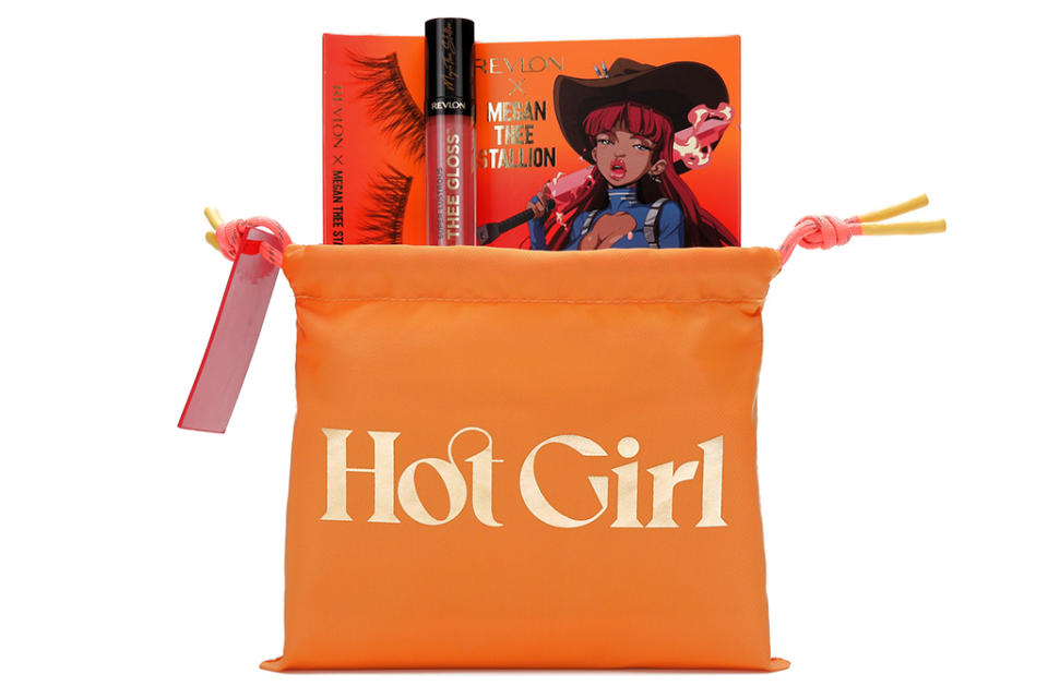 The Revlon x Megan Thee Stallion Hot Girl Sunset Collection with the orange pouch. - Credit: Courtesy of StockX