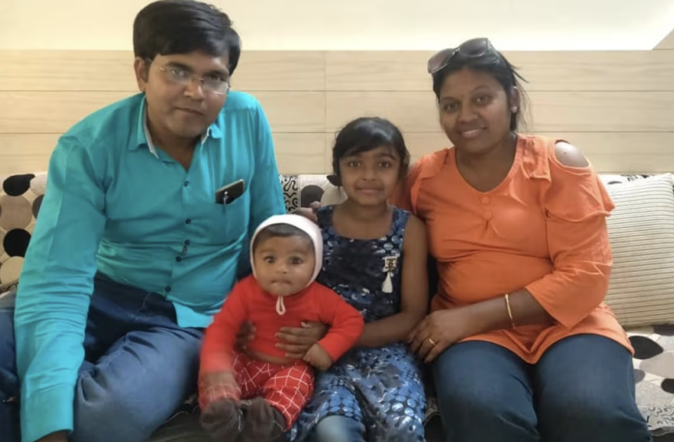 A photo posted to Facebook in 2019 shows three-year-old Dharmik Patel; his sister, Vihangi Patel, 11; and their parents, Jagdish Patel and Vaishali Patel. (Vaishali Patel/Facebook)
