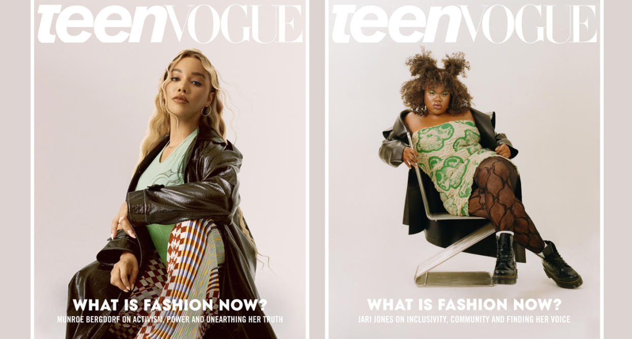 Munroe Bergdorf, left, and Jari Jones share a split cover for Teen Vogue's September issue. (Photo: Teen Vogue)(Photo: Teen Vogue)