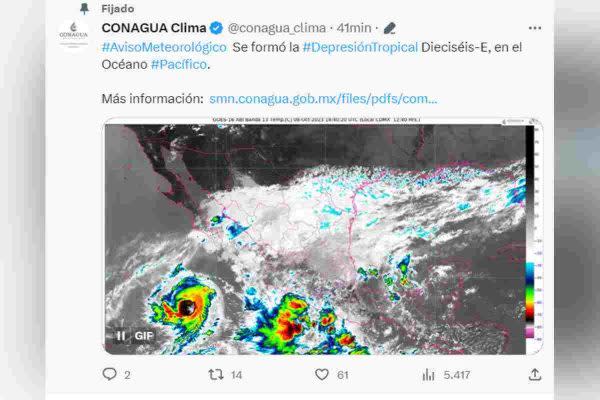 Habrá lluvias en gran parte de México debido a la tormenta Max