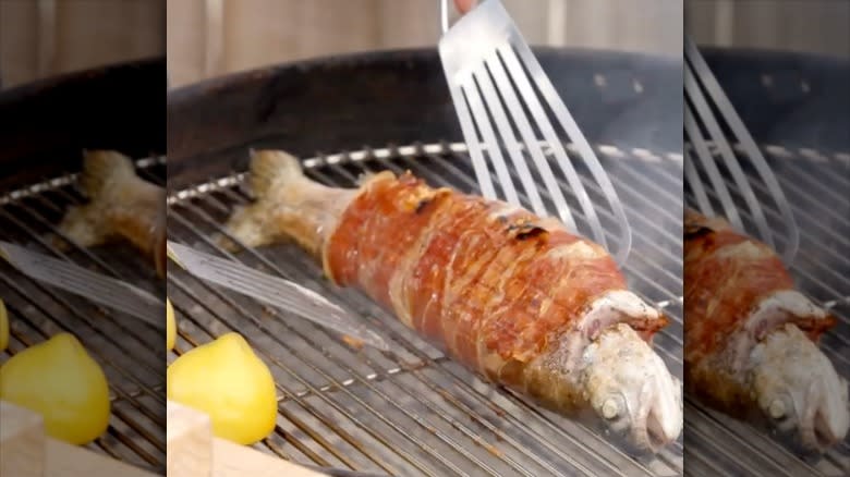 Andrew Zimmern's prosciutto grilled trout