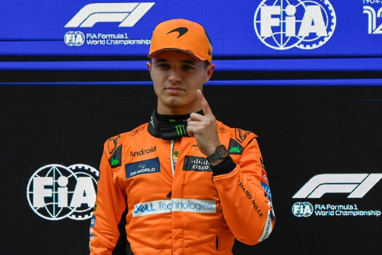 McLaren's Lando Norris reacts after sprint qualifying (PEDRO PARDO)