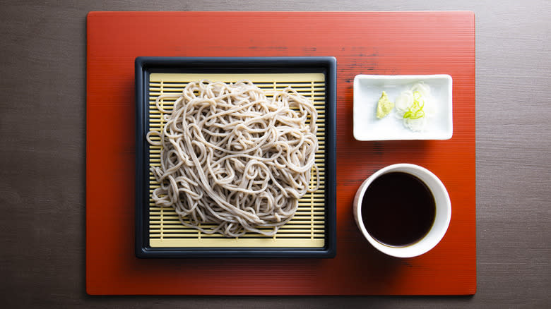 soba noodles with dipping sauce