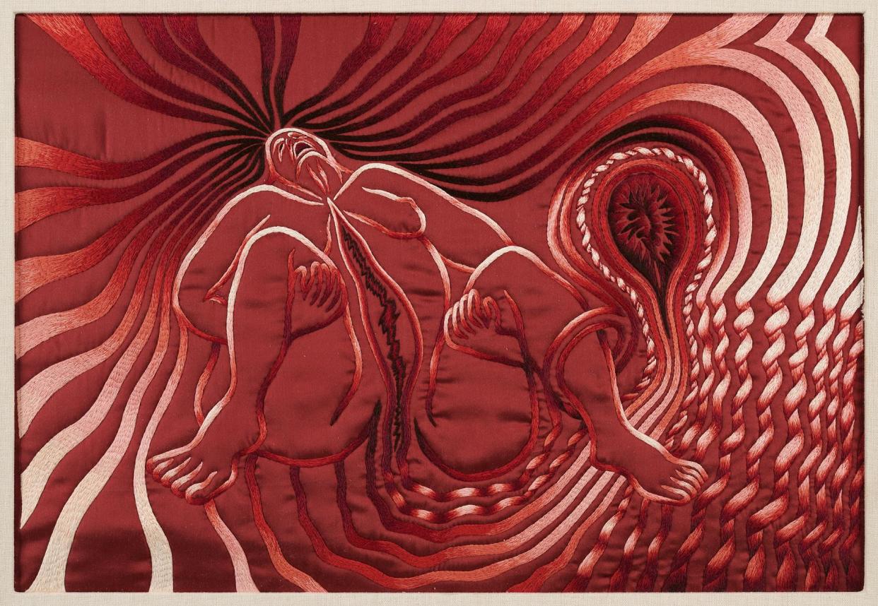 <span>Powerful image … Judy Chicago’s Birth Tear, which appears in Unravel.</span><span>Photograph: John Wilson White/© Judy Chicago. ARS, NY and DACS, London 2023, courtesy the artist and Jessica Silverman, San Francisco</span>