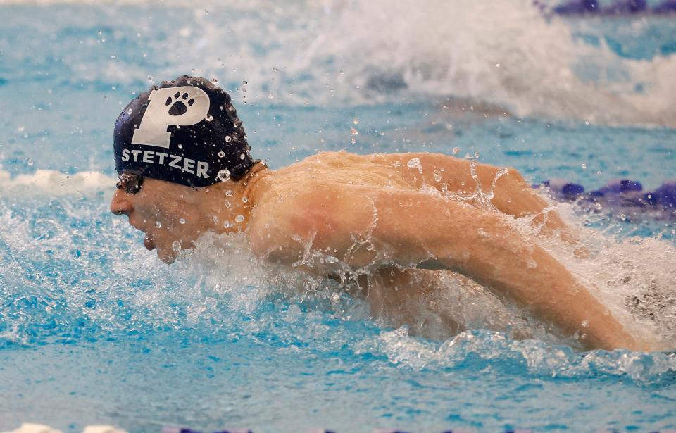 Pittsford’s Cameron Stetzer won the 200 IM with a time of 1:52.37 during the Class A finals.