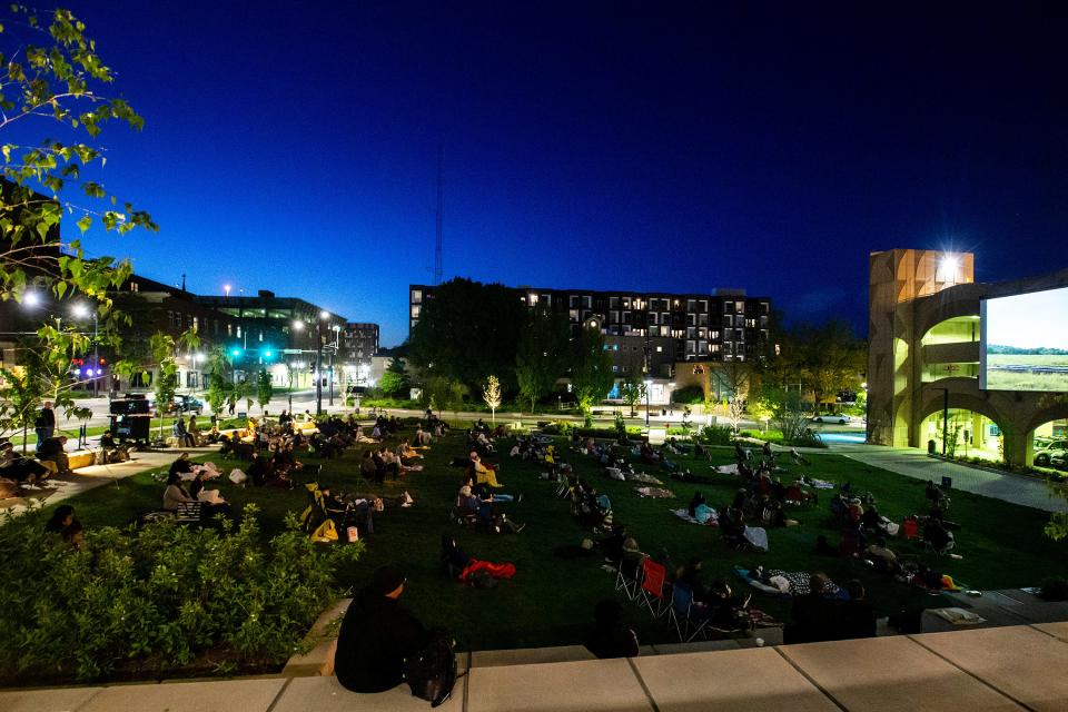 "Minari" is played during a FilmScene in the Park screening, Thursday, May 13, 2021, at Chauncey Swan Park in Iowa City, Iowa.