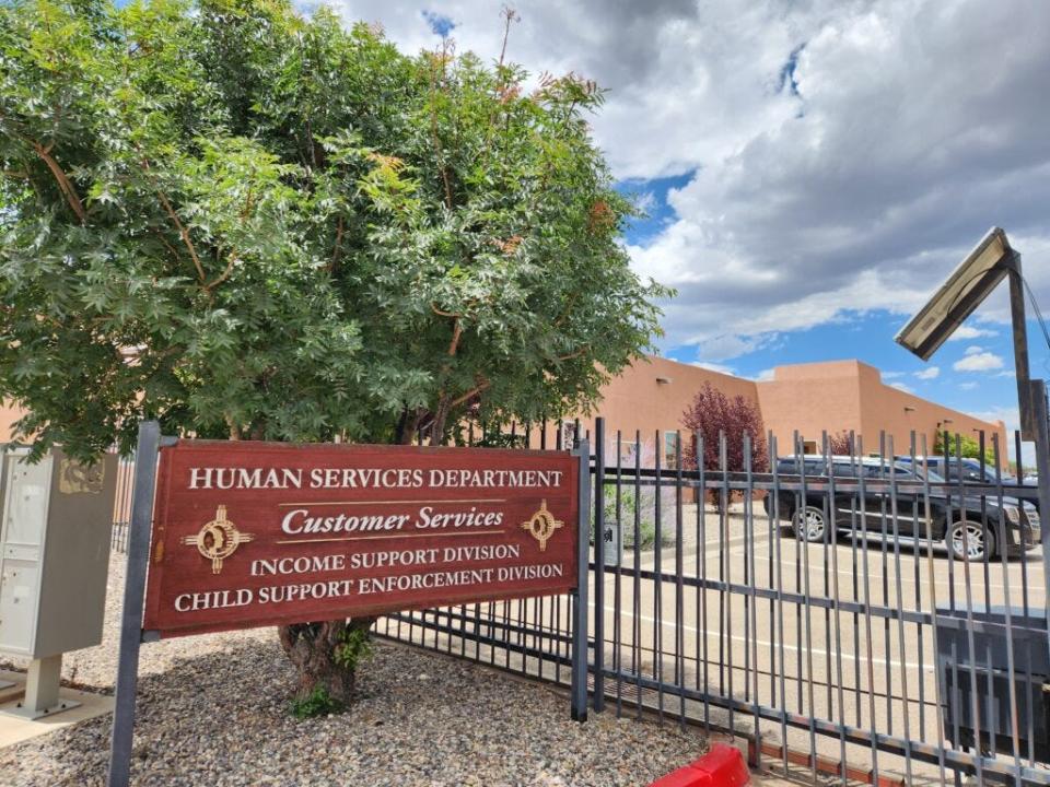 Part of the Santa Fe field office of the New Mexico Human Services Department is shown on July 11, 2023.