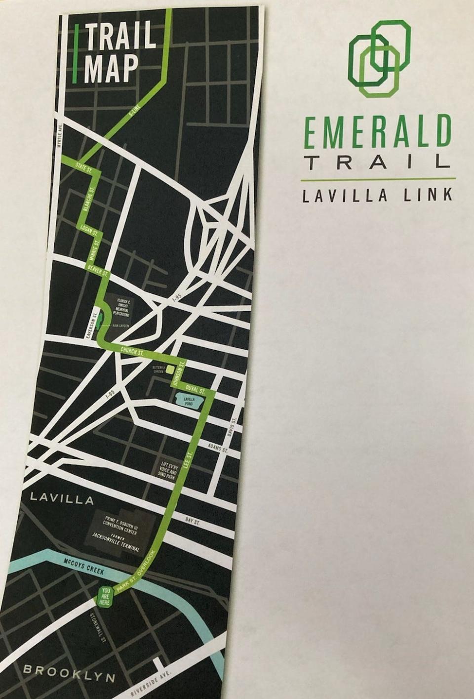 Groundwork Jacksonville's map of the Emerald Trail's LaVilla Link