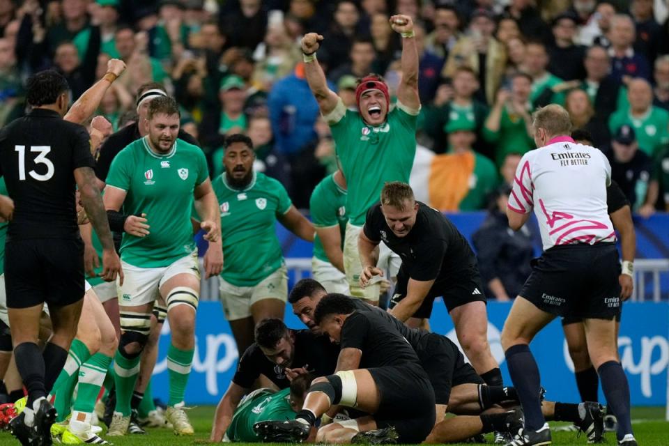 Jamison Gibson-Park brought Ireland back to within a single point on the stroke of half-time (AP)