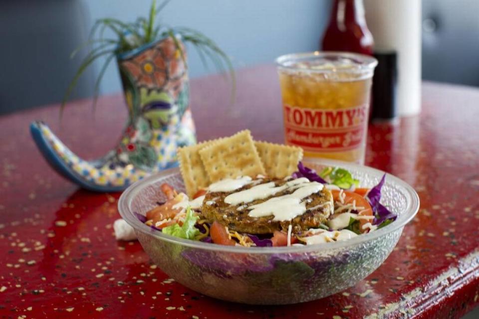 Veggie burger salad at Tommy’s Burgers & Brews in west Fort Worth