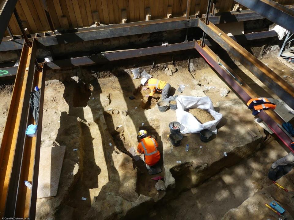 General view of the excavation of Boulevard Port-Royal in Paris, in 2023. The burials of a large necropolis, located south of Lutèce in the 2nd century AD , have been unearthed. © Camille Colonna, Inrap