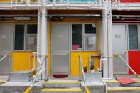 Government's newly-built four-story "module homes" building made from pre-fabricated parts are seen at Shek Kip Mei, in Hong Kong