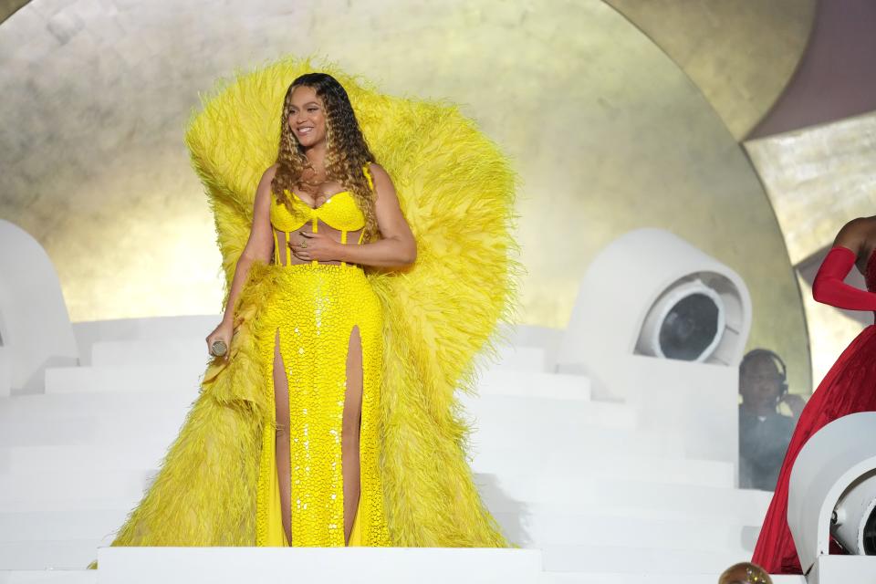 Beyoncé performs on stage at Dubai's new luxury hotel, Atlantis The Royal on January 21, 2023 in the United Arab Emirates. Beyoncé has nine nominations at Sunday's Grammy Awards, and is likely to become the most awarded artist in Grammy history.