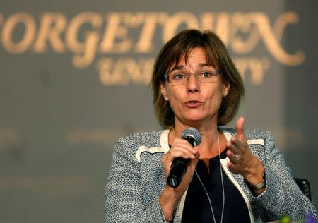 Sweden's Deputy Prime Minister for International Development Cooperation and Climate Isabella Lovin delivers remarks at the "Our Ocean" conference at Georgetown University in Washington, U.S., September 16, 2016. REUTERS/Gary Cameron