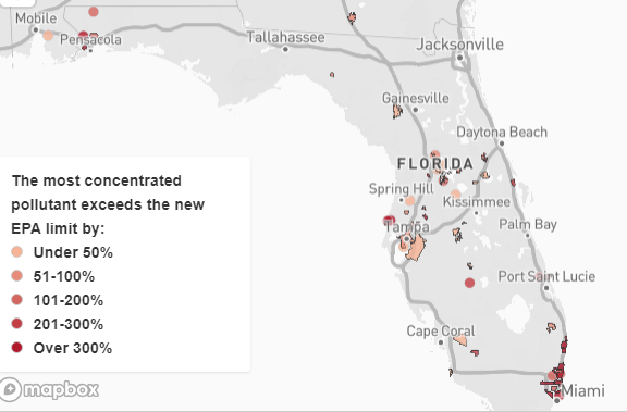 This map shows water systems that tested at or above newly established PFAS limits since last year, as of Jan. 11, 2024. It’s based on boundaries developed by SimpleLab, a water-testing company.