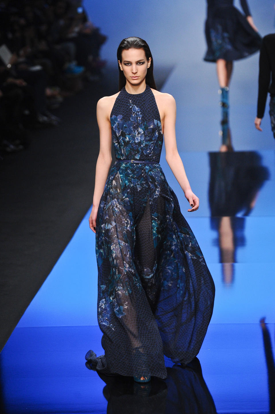 A model wears a creation by fashion designer Elie Saab for his Ready to Wear's Fall-Winter 2013-2014 fashion collection presented, Wednesday, March 6, 2013 in Paris. (AP Photo/Zacharie Scheurer)