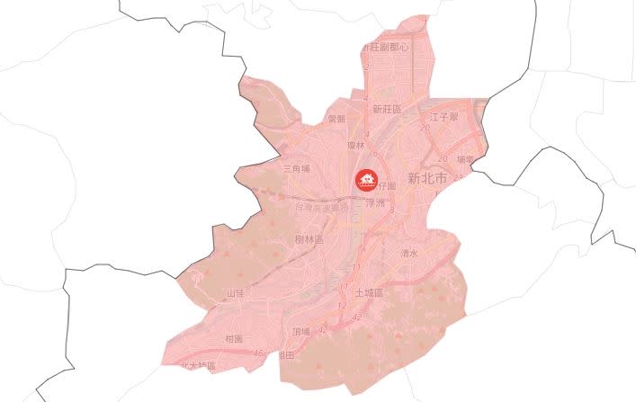 新北市土城區、新莊區、板橋區、樹林區發布一級淹水警戒。（圖／翻攝自水利署）