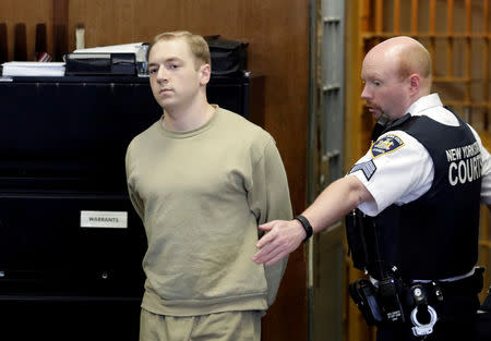 FILE PHOTO: James Harris Jackson, whom police said travelled to New York City and fatally stabbed an African-American man in a racially motivated attack, appears in State Supreme Court in New York City, U.S. May 31, 2017. REUTERS/Lucas Jackson/File Photo