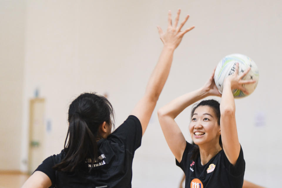 Singapore national netball captain Charmaine Soh (right) during training for the Netball World Cup. (PHOTO: Stefanus Ian/Yahoo News Singapore)