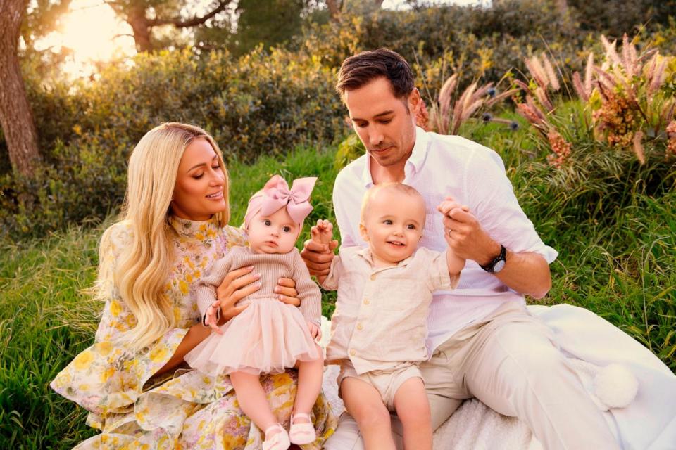 PHOTO: In this photo posted to her Instagram account, Paris Hilton is shown with husband Carter Reum, son Phoenix, and daughter London. (@camraface @earlymorningriot)