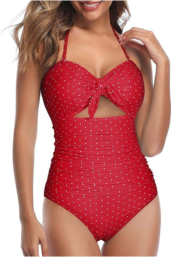 4) Halter Front Tie Knot Bathing Suit