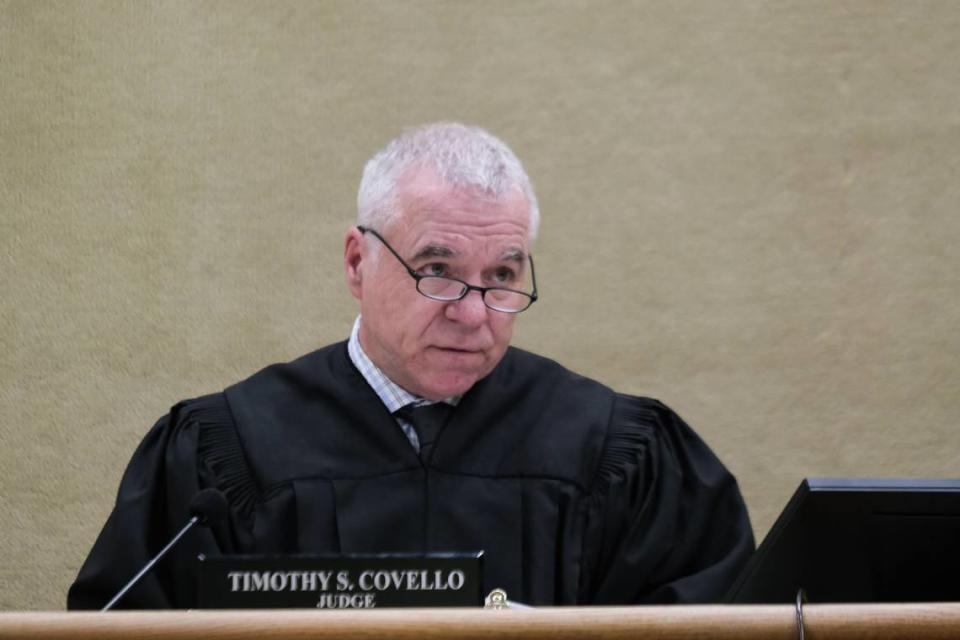 San Luis Obispo Superior Court Judge Timothy Covello hears the murder case against Marco Antonio Cota Jr. in San Luis Obispo Superior Court on Feb. 1, 2024.