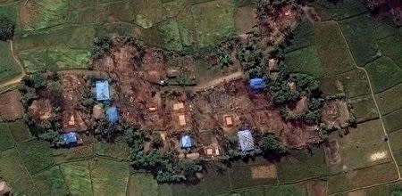 Post-destruction satellite imagery of Kyet Yoe Pyin Village, Maungdaw District, Myanmar, recorded on November 10, 2016. Handout via REUTERS/Files