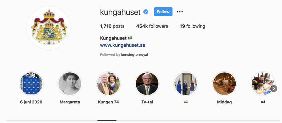 The Swedish royals are being followed by Kensington Royal. (Instagram)