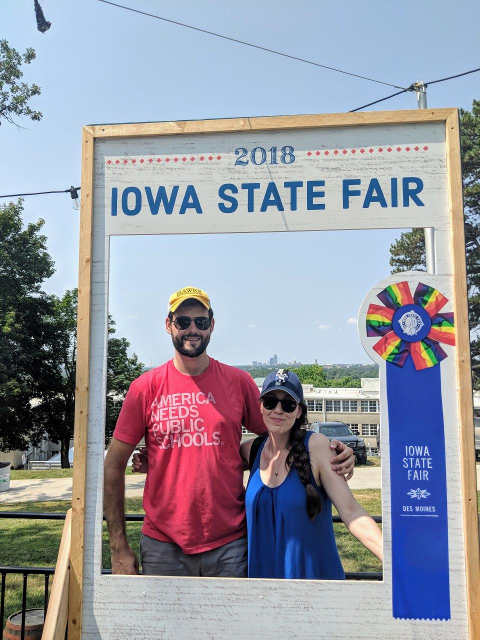 Zach Wahls escorted fiance Chloe Angyal on her first visit to the Iowa State Fair in August, 2018.