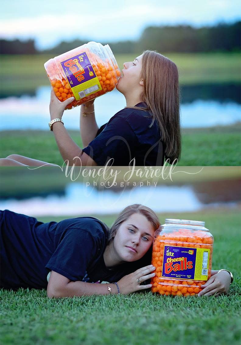 Anna Priester brought on the cheese balls for her senior portrait.