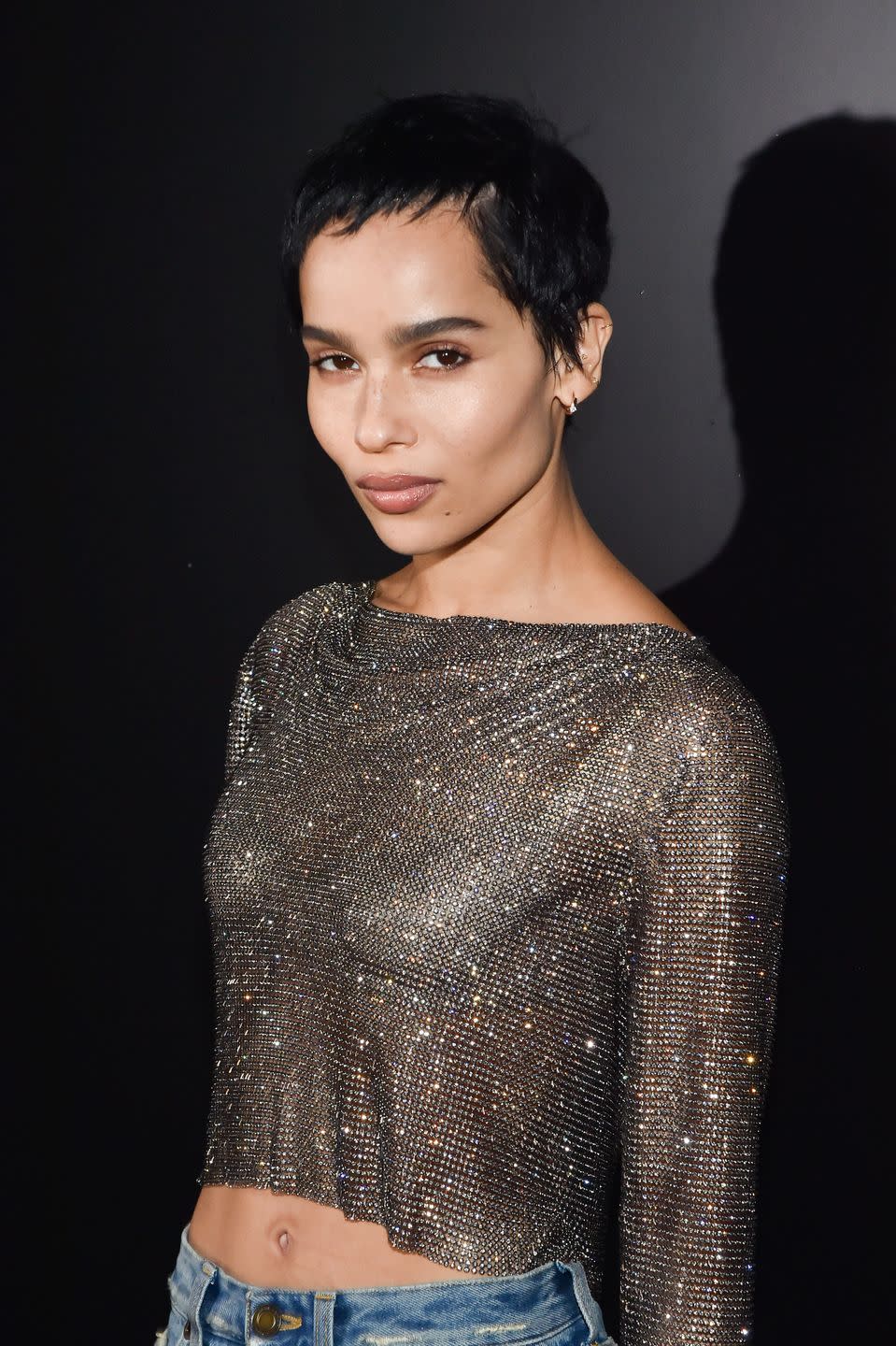 <p>Zoe Kravitz wears baby bangs. </p>