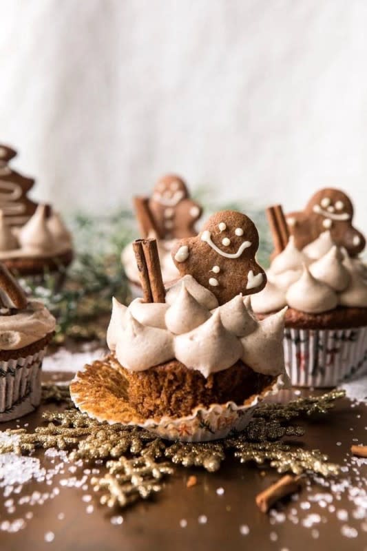 <p>Half Baked Harvest</p><p>These cupcakes are moist, full of warming spices, so delicious, and simple enough to make any day of the week for a fun December treat.</p><p><strong>Get the recipe: <a href="https://www.halfbakedharvest.com/gingerbread-cupcakes/" rel="nofollow noopener" target="_blank" data-ylk="slk:Gingerbread Cupcakes with Cinnamon Browned Butter Buttercream;elm:context_link;itc:0;sec:content-canvas" class="link rapid-noclick-resp">Gingerbread Cupcakes with Cinnamon Browned Butter Buttercream</a></strong></p>