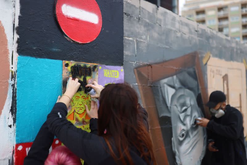 Barcelona graffiti and urban artists support rapper Pablo Hasel in protest against censorship